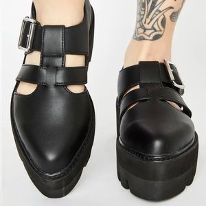 T.U.K. Skin black Vegan leather Mary Jane platform size W9